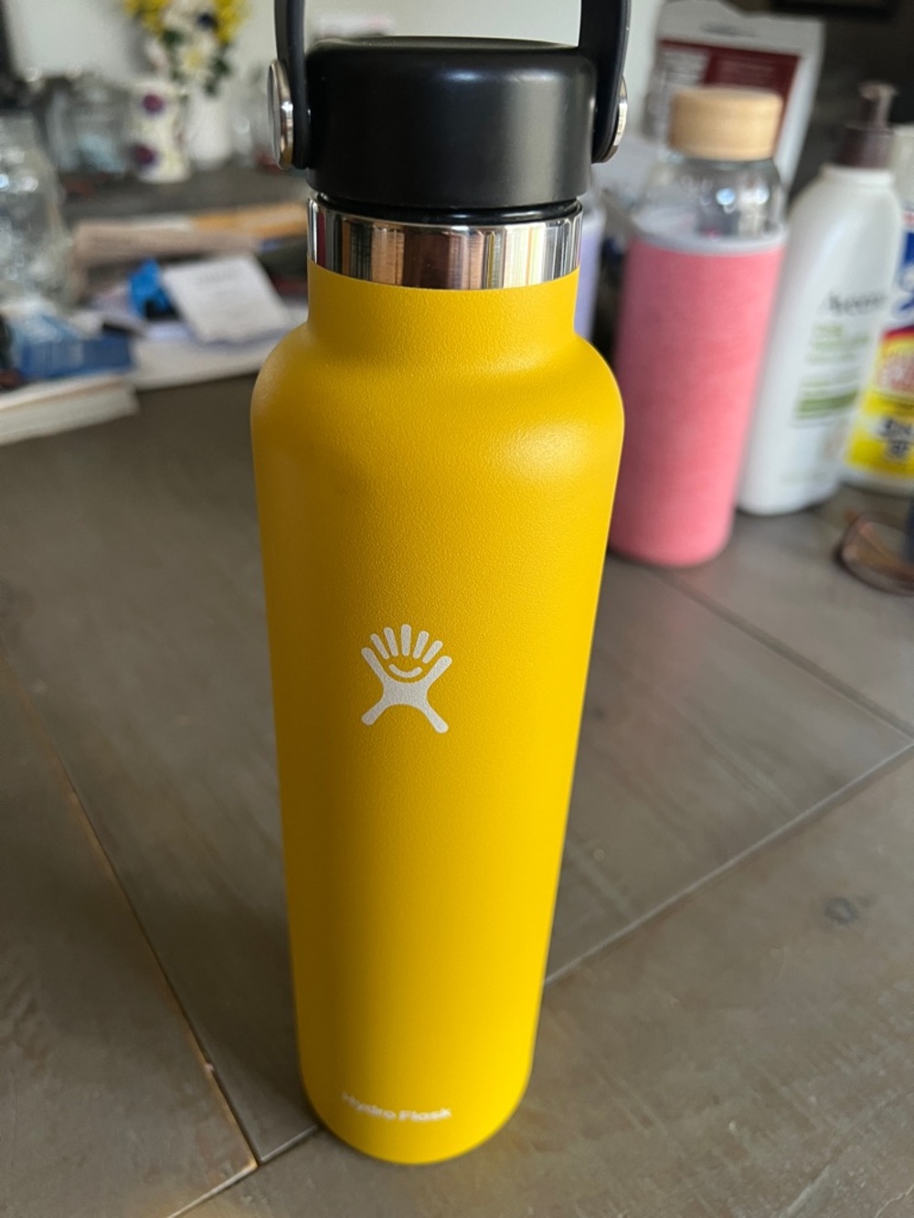 Hydro Flask Bright Yellow Insulated Bottle with Black Lid